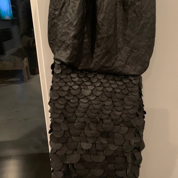 Leather and Chiffon Yigal Azrouel Cocktail Dress - Picture 1 of 6